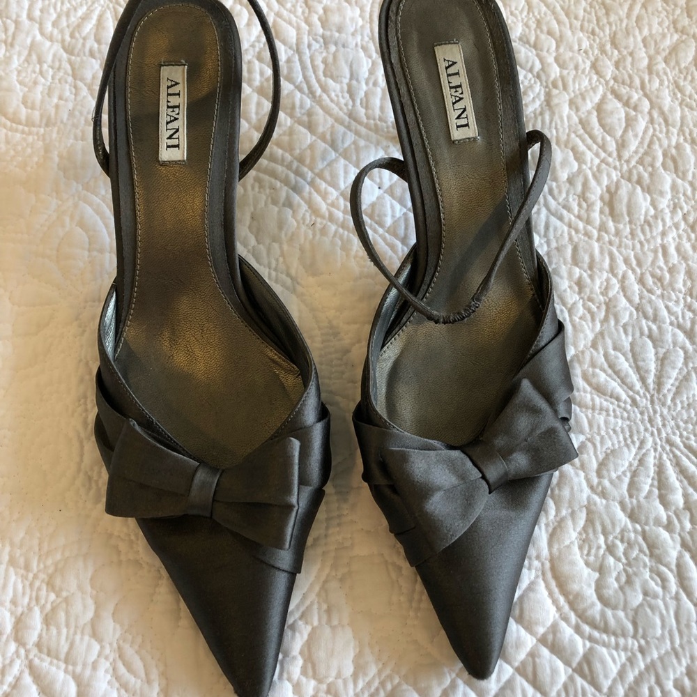 Grey slingback kitten heels